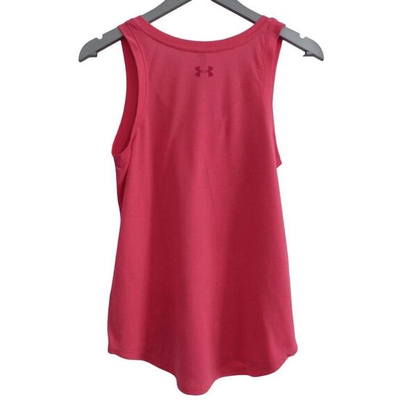 Under Armour UA Pink All Over Logo V-Neck HeatTank Top S - Picture 3 of 4